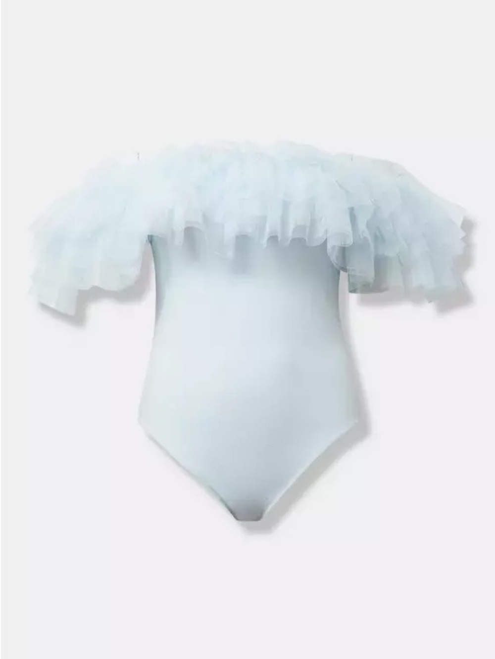 Torrid Foxy Off-Shoulder Tulle Bodysuit in Light Blue